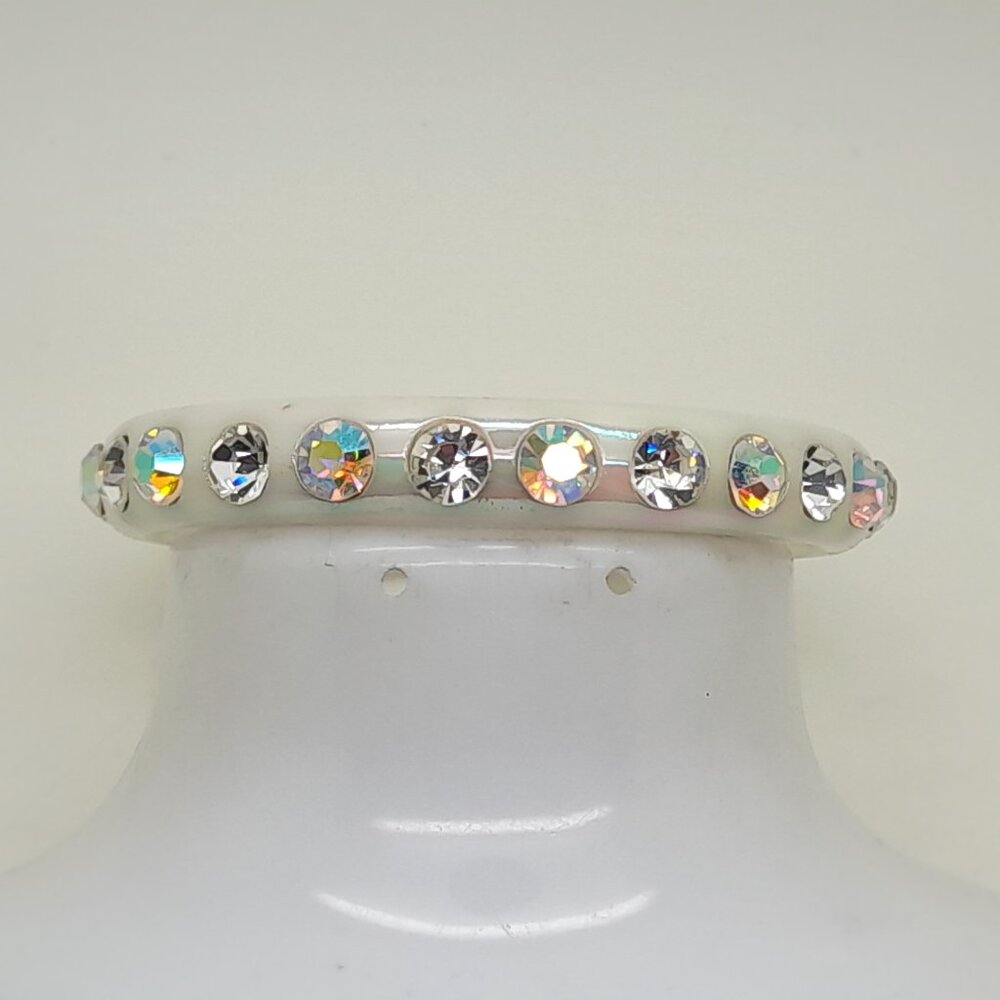 bohemian White opal Acryiic Plastic clear & ab Rhinestone partyBangle Bracelets